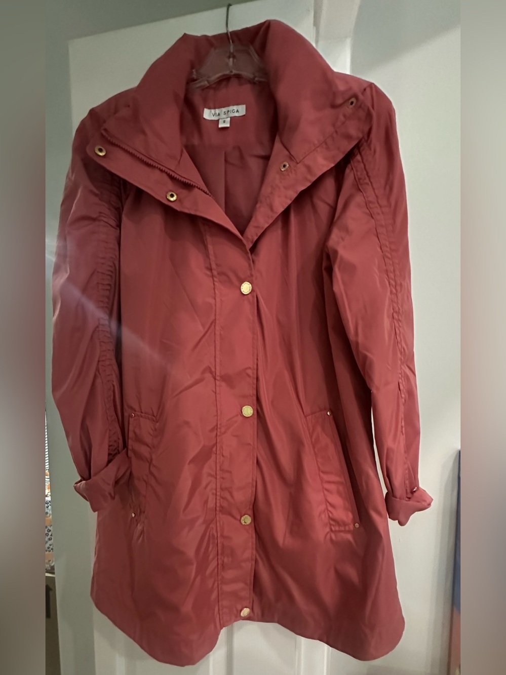 Via Spiga Rosewood Hooded Rain Coat
